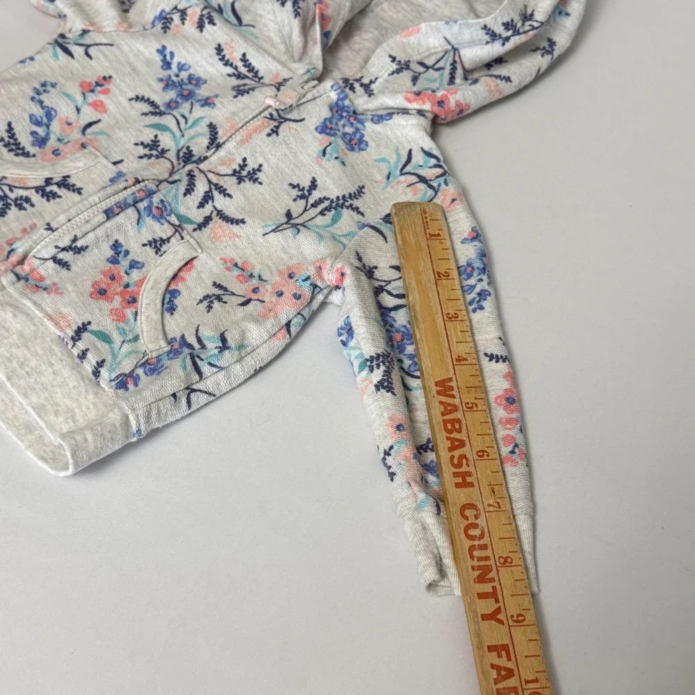Carters Baby Girls Floral Zip Up Hoodie Gray Pink Blue 6 Months Light‎ Weight